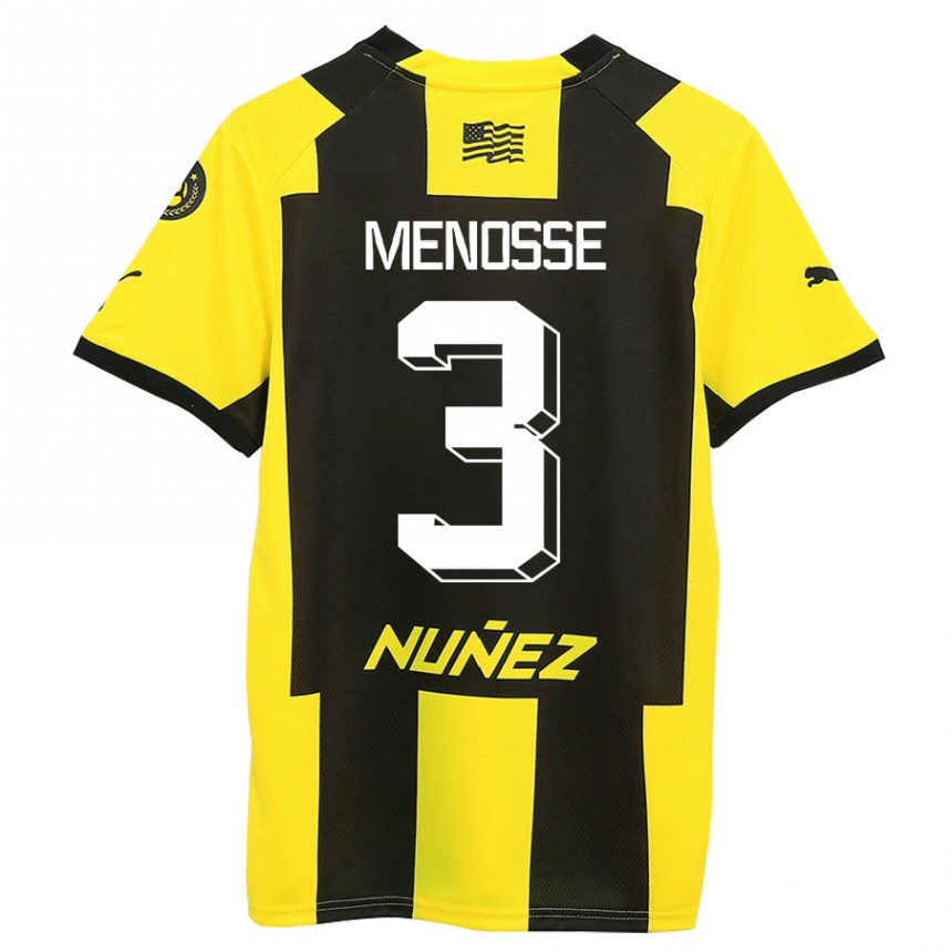 Mujer Fútbol Camiseta Hernán Menosse #3 Amarillo Negro 1ª Equipación 2023/24