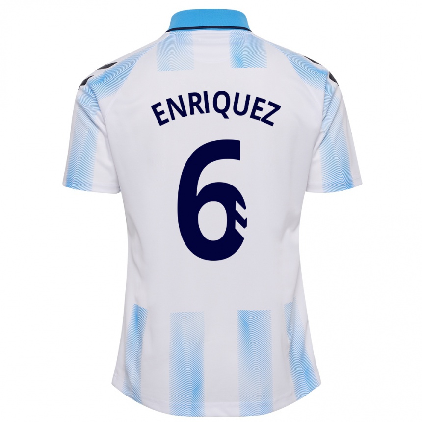 Mujer Fútbol Camiseta Ramón Enríquez #6 Blanco Azul 1ª Equipación 2023/24