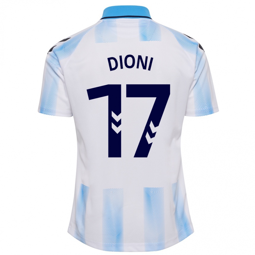 Mujer Fútbol Camiseta Dioni #17 Blanco Azul 1ª Equipación 2023/24