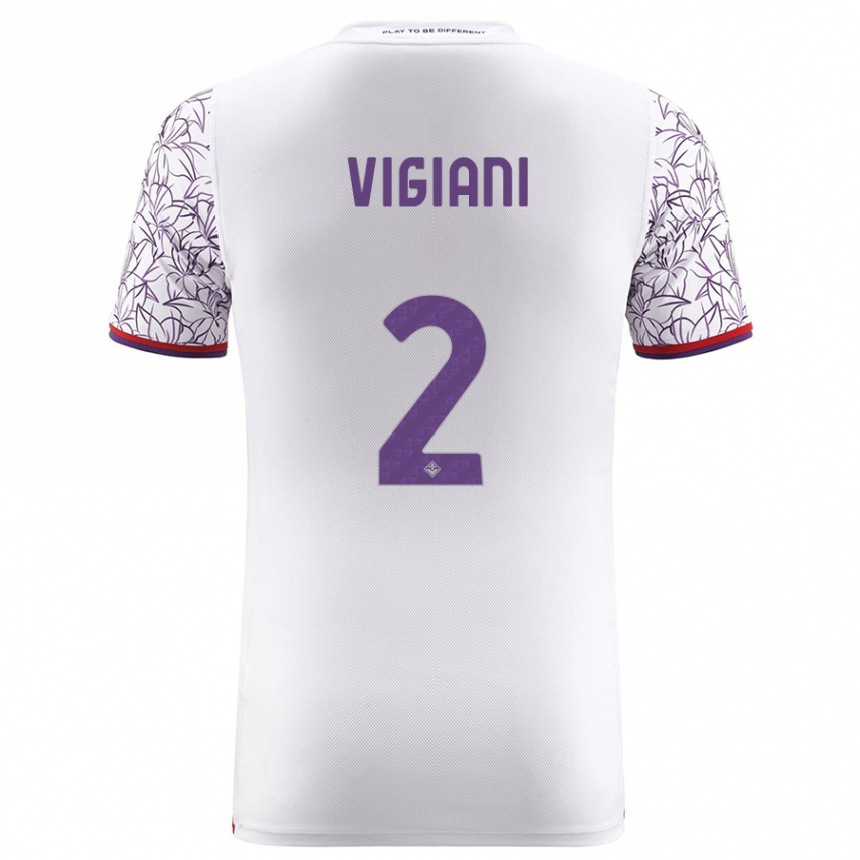 Mujer Fútbol Camiseta Lorenzo Vigiani #2 Blanco 2ª Equipación 2023/24