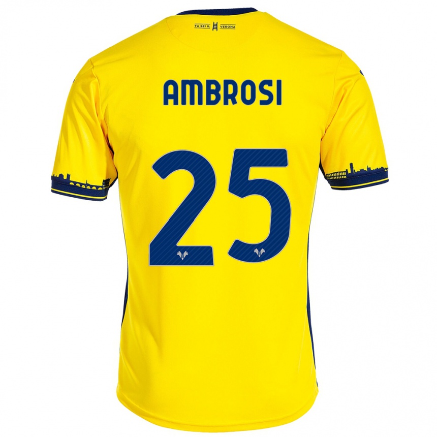 Mujer Fútbol Camiseta Caterina Ambrosi #25 Amarillo 2ª Equipación 2023/24