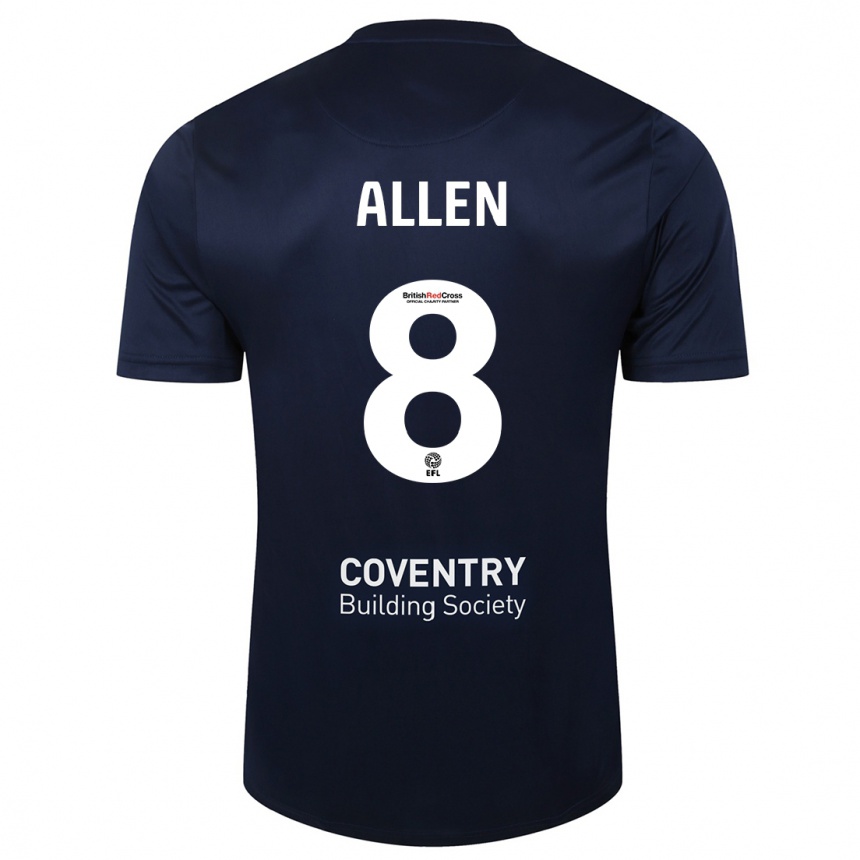 Mujer Fútbol Camiseta Jamie Allen #8 Rojo Azul Marino 2ª Equipación 2023/24