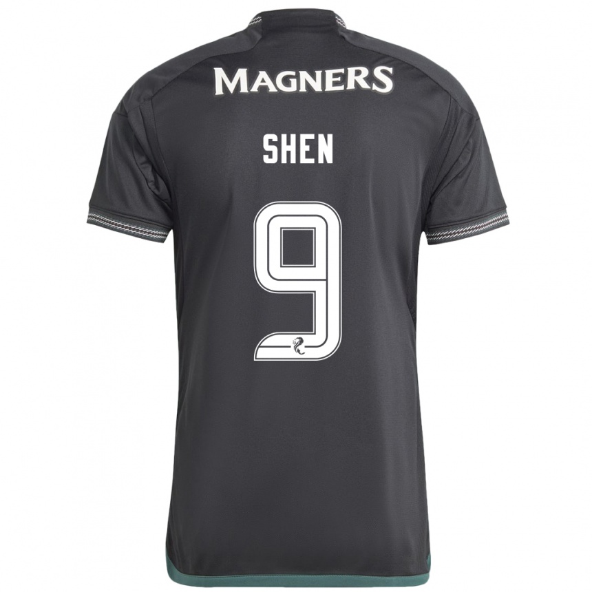 Mujer Fútbol Camiseta Shen Mengyu #9 Negro 2ª Equipación 2023/24