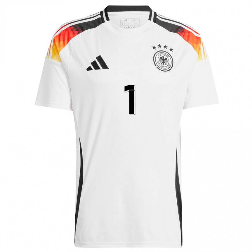 Niño Fútbol Camiseta Alemania Manuel Neuer #1 Blanco 1ª Equipación 24-26