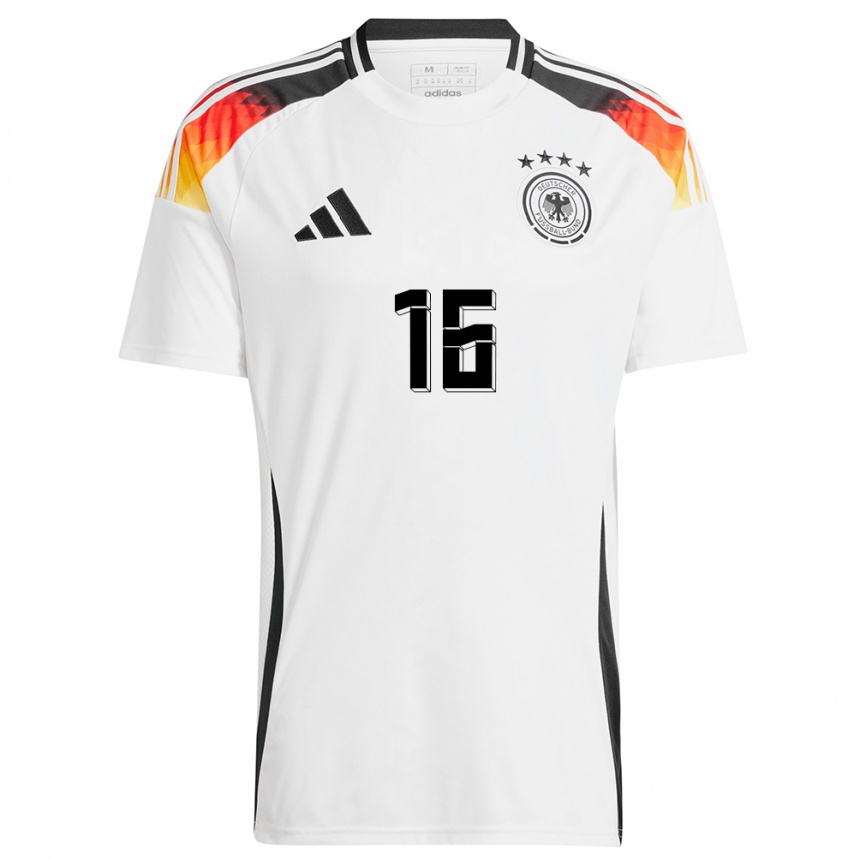 Niño Fútbol Camiseta Alemania Lukas Klostermann #16 Blanco 1ª Equipación 24-26