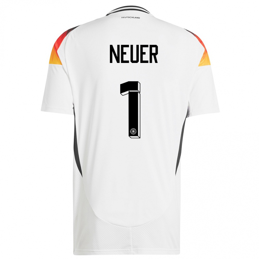 Niño Fútbol Camiseta Alemania Manuel Neuer #1 Blanco 1ª Equipación 24-26