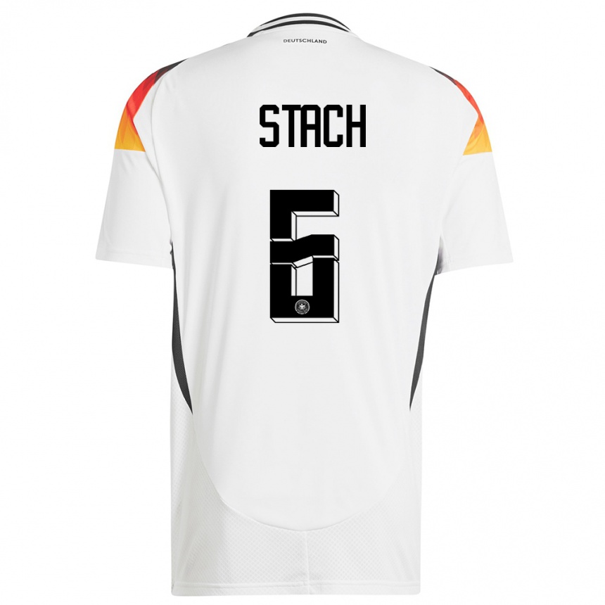 Niño Fútbol Camiseta Alemania Anton Stach #6 Blanco 1ª Equipación 24-26