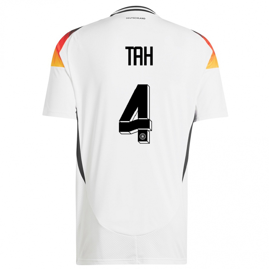 Niño Fútbol Camiseta Alemania Jonathan Tah #4 Blanco 1ª Equipación 24-26