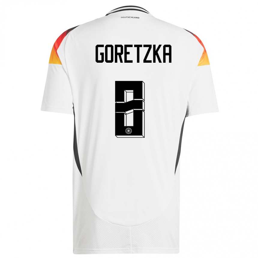 Niño Fútbol Camiseta Alemania Leon Goretzka #8 Blanco 1ª Equipación 24-26