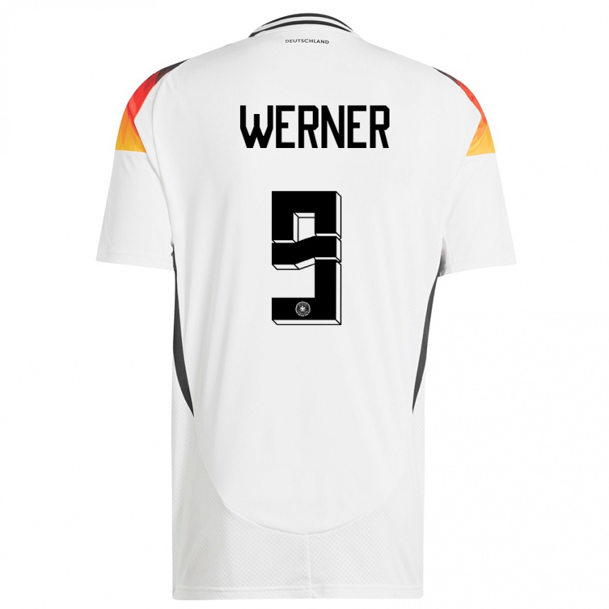 Niño Fútbol Camiseta Alemania Timo Werner #9 Blanco 1ª Equipación 24-26