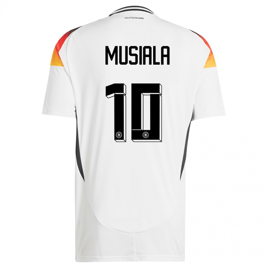 Niño Fútbol Camiseta Alemania Jamal Musiala #10 Blanco 1ª Equipación 24-26