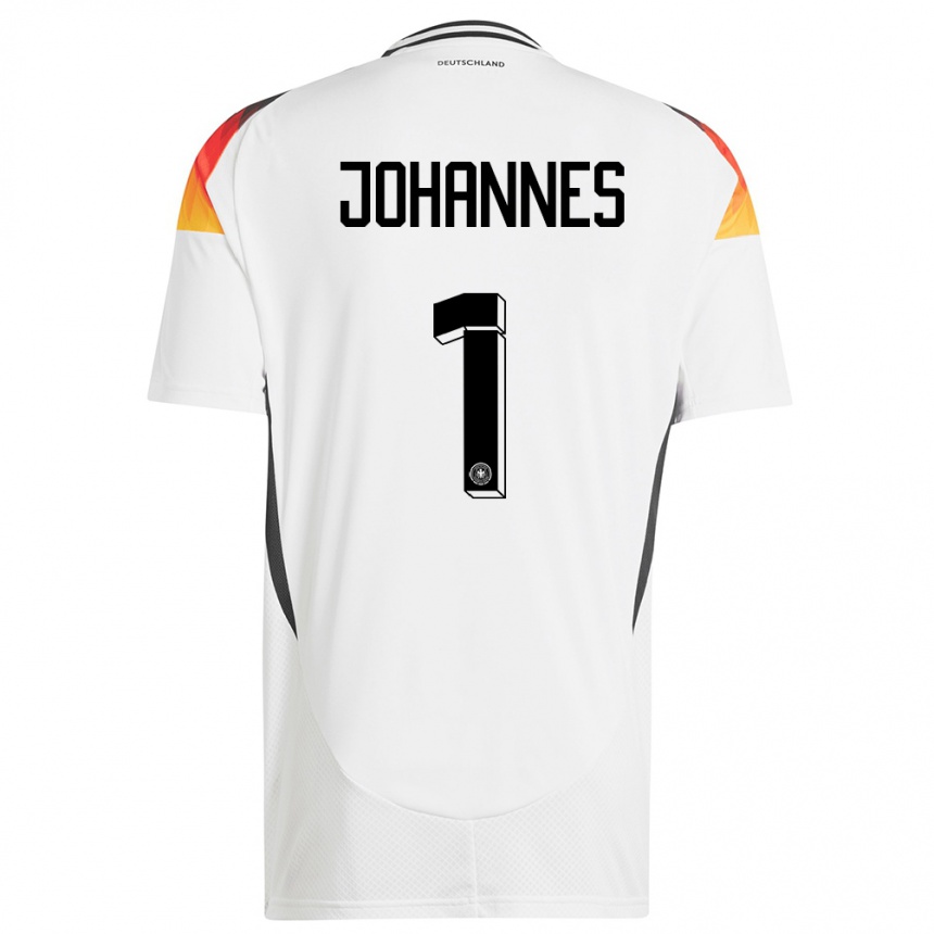 Niño Fútbol Camiseta Alemania Stina Johannes #1 Blanco 1ª Equipación 24-26