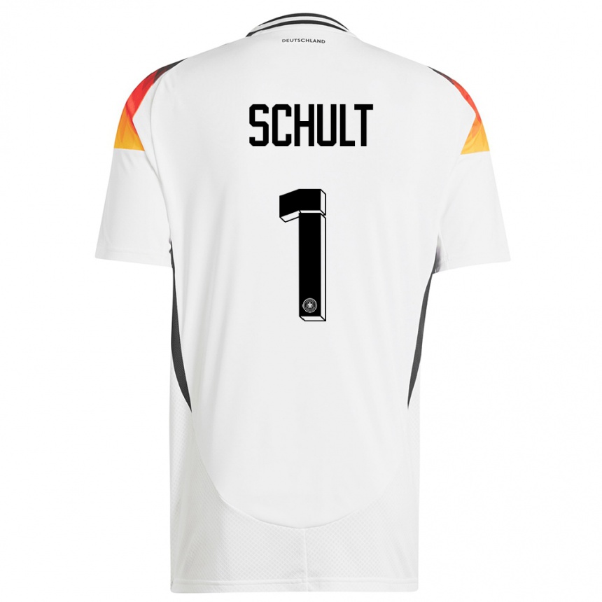 Niño Fútbol Camiseta Alemania Almuth Schult #1 Blanco 1ª Equipación 24-26