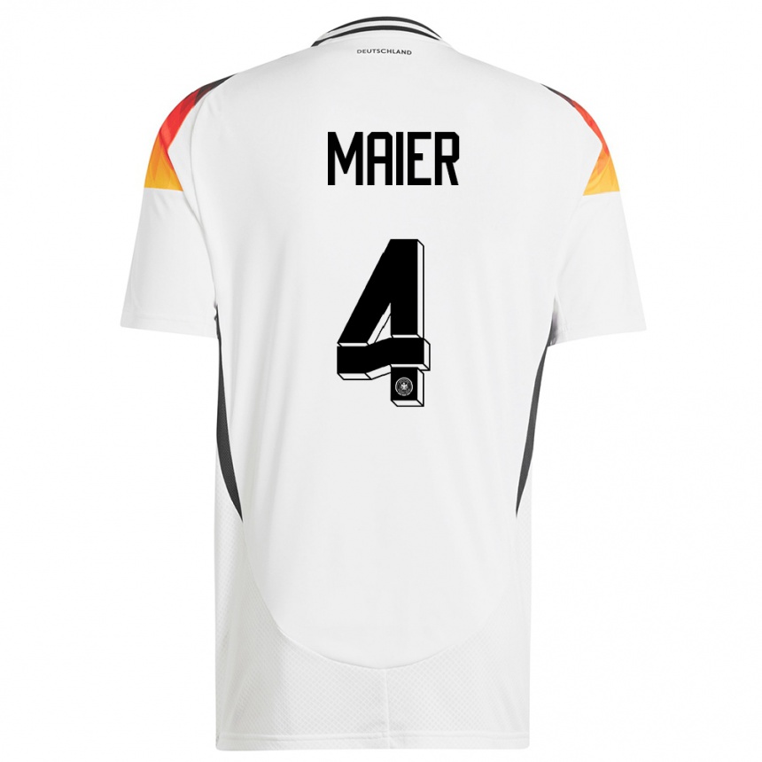 Niño Fútbol Camiseta Alemania Leonie Maier #4 Blanco 1ª Equipación 24-26