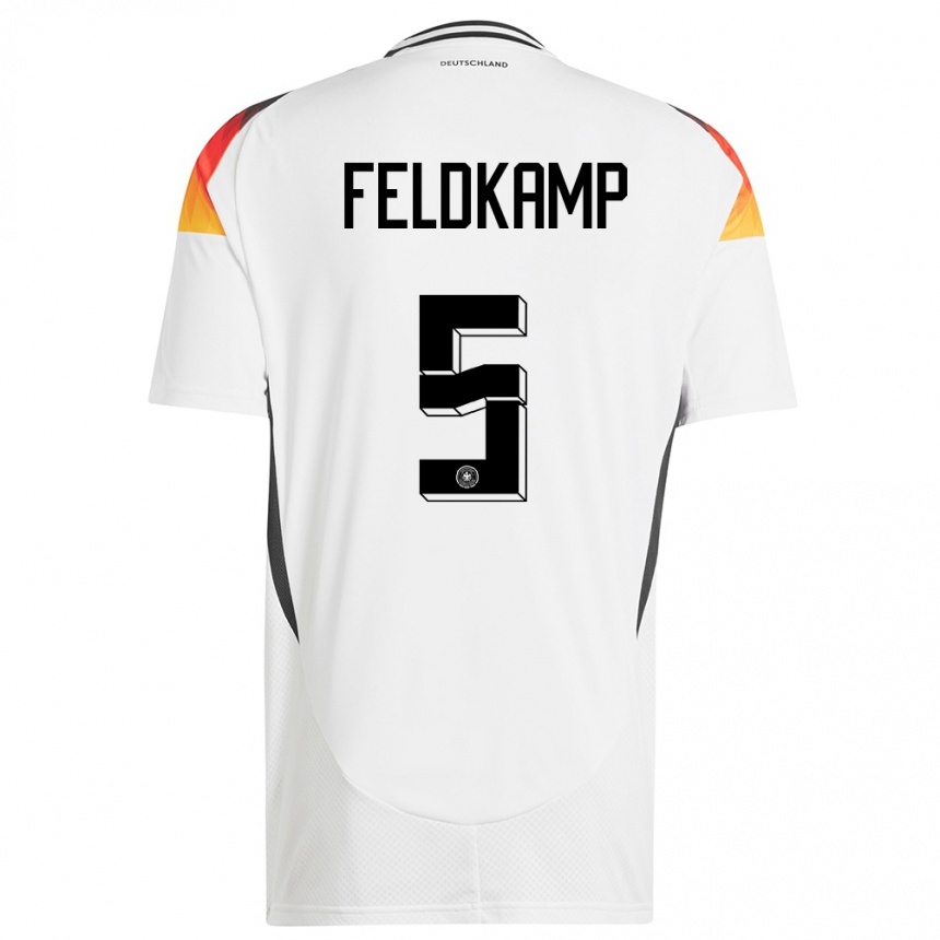 Niño Fútbol Camiseta Alemania Jana Feldkamp #5 Blanco 1ª Equipación 24-26