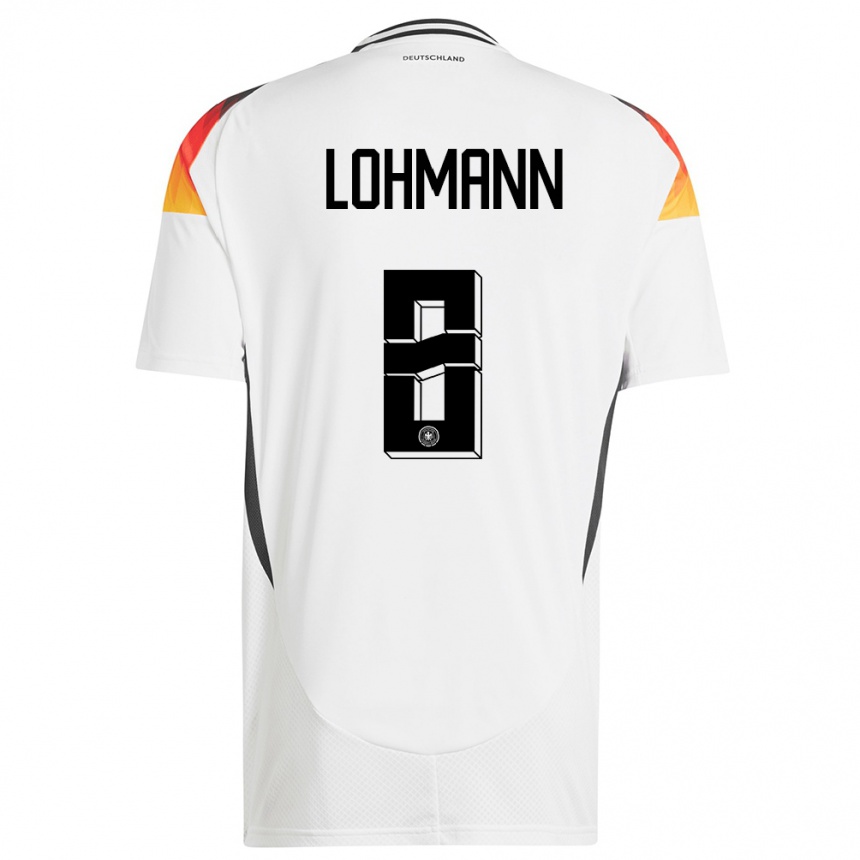 Niño Fútbol Camiseta Alemania Sydney Lohmann #8 Blanco 1ª Equipación 24-26