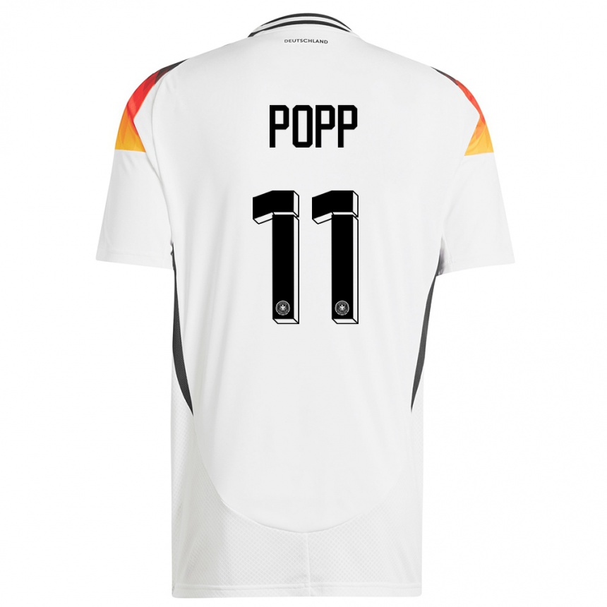 Niño Fútbol Camiseta Alemania Alexandra Popp #11 Blanco 1ª Equipación 24-26