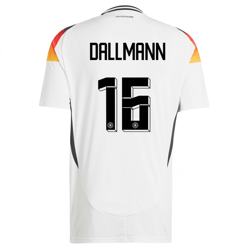 Niño Fútbol Camiseta Alemania Linda Dallmann #16 Blanco 1ª Equipación 24-26