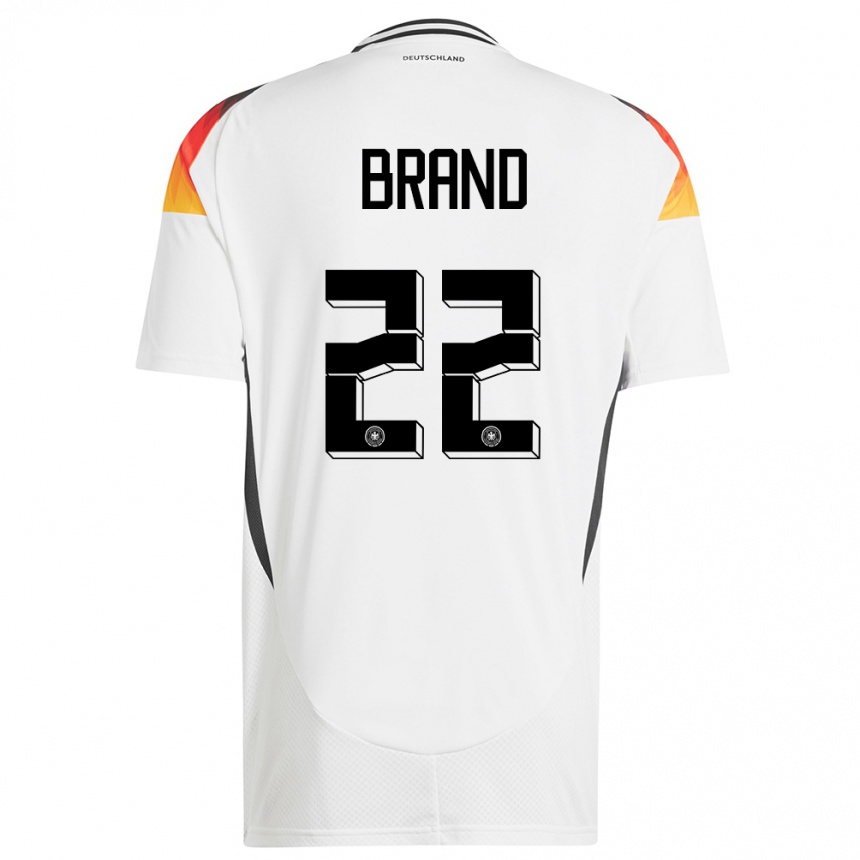 Niño Fútbol Camiseta Alemania Jule Brand #22 Blanco 1ª Equipación 24-26