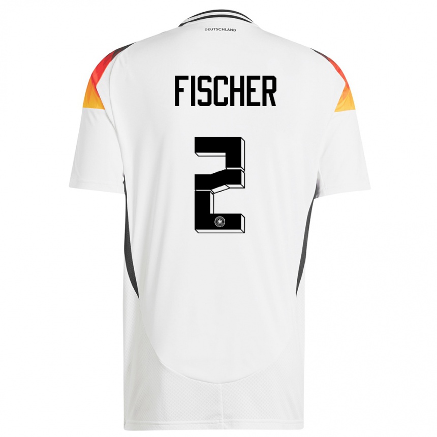 Niño Fútbol Camiseta Alemania Kilian Fischer #2 Blanco 1ª Equipación 24-26