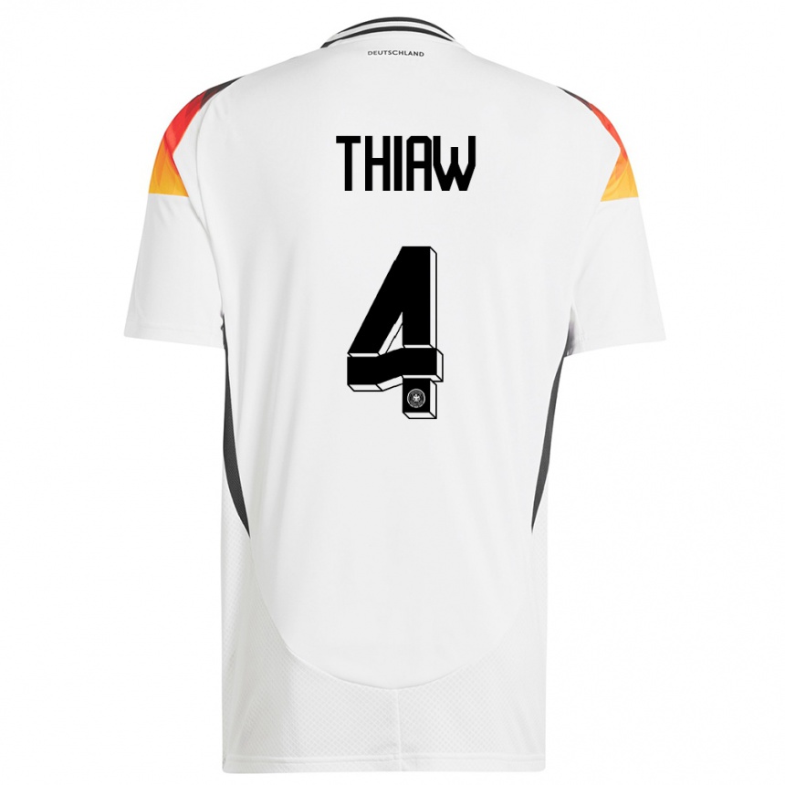 Niño Fútbol Camiseta Alemania Malick Thiaw #4 Blanco 1ª Equipación 24-26