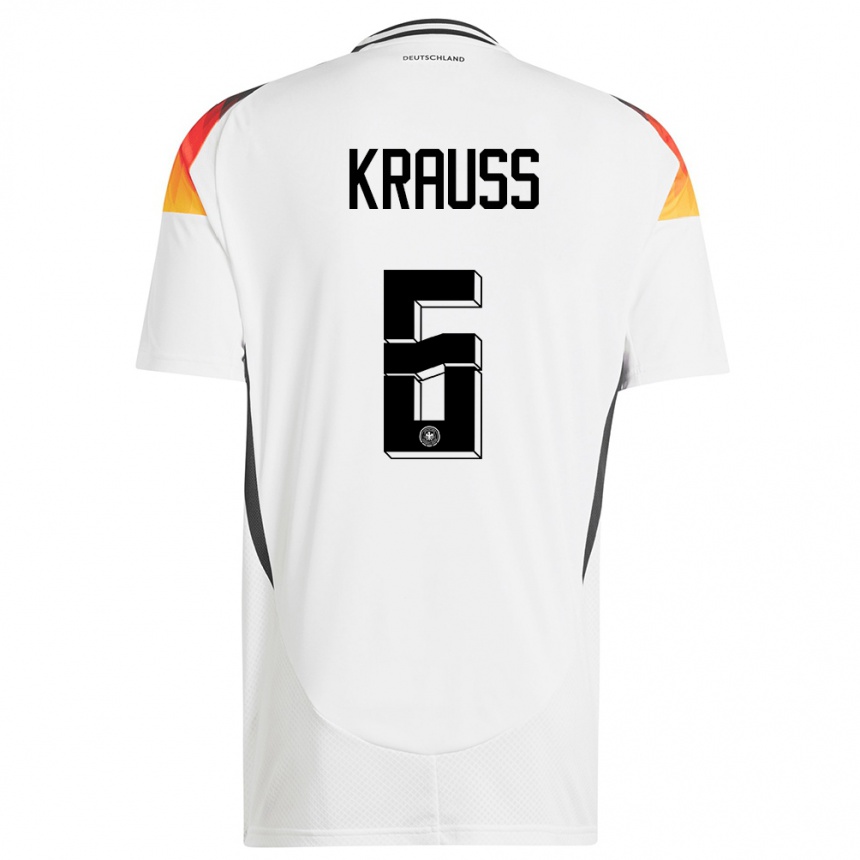 Niño Fútbol Camiseta Alemania Tom Kraub #6 Blanco 1ª Equipación 24-26