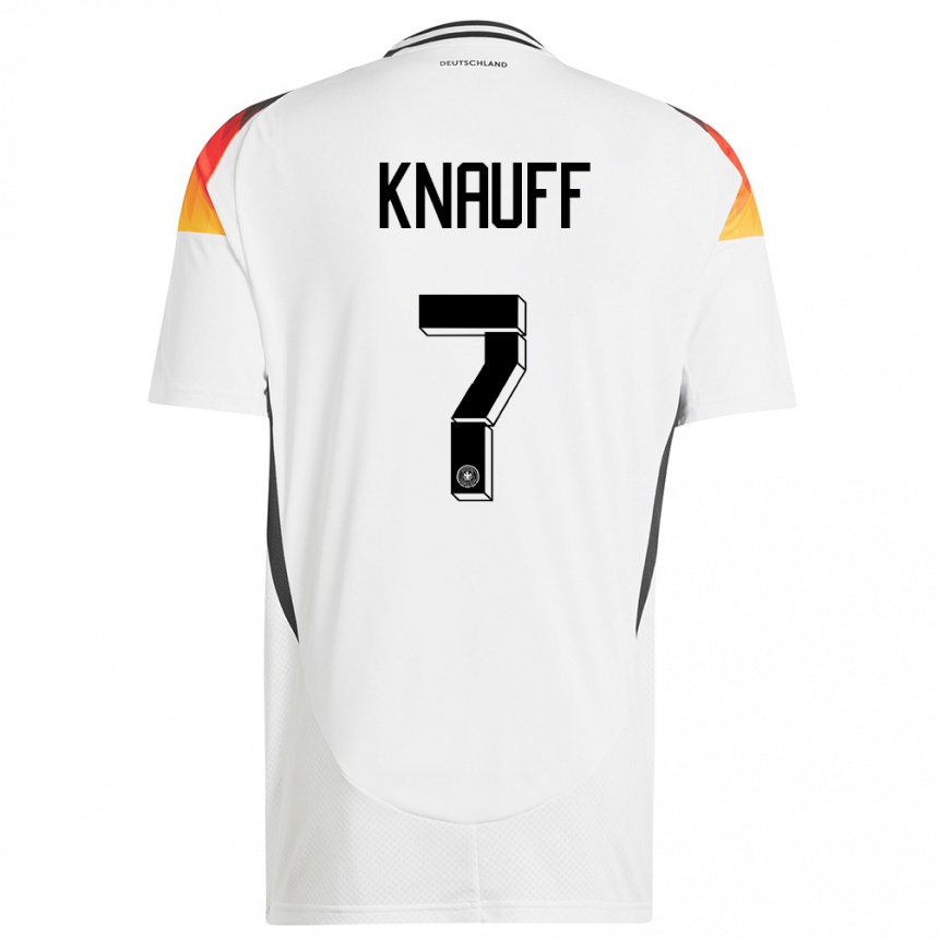 Niño Fútbol Camiseta Alemania Ansgar Knauff #7 Blanco 1ª Equipación 24-26