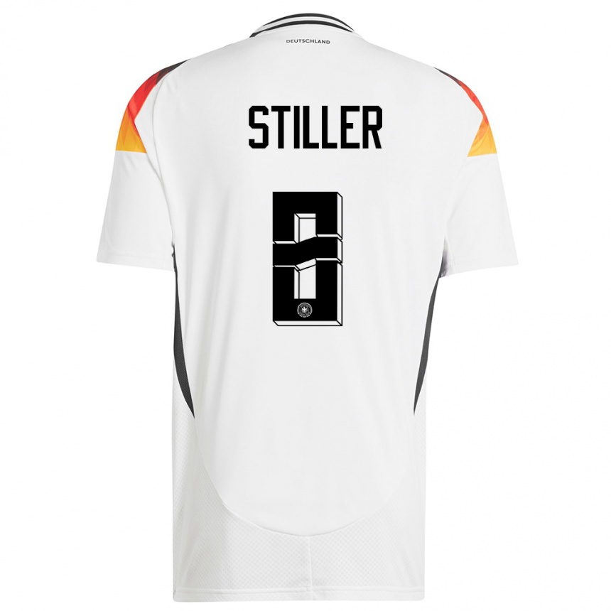 Niño Fútbol Camiseta Alemania Angelo Stiller #8 Blanco 1ª Equipación 24-26