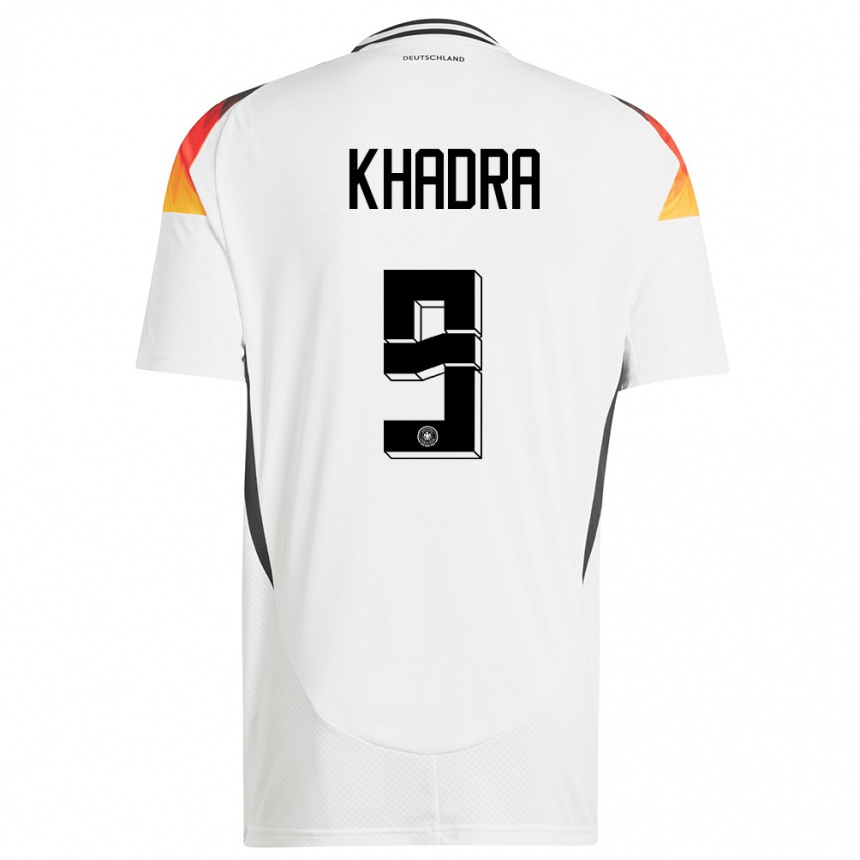 Niño Fútbol Camiseta Alemania Reda Khadra #9 Blanco 1ª Equipación 24-26