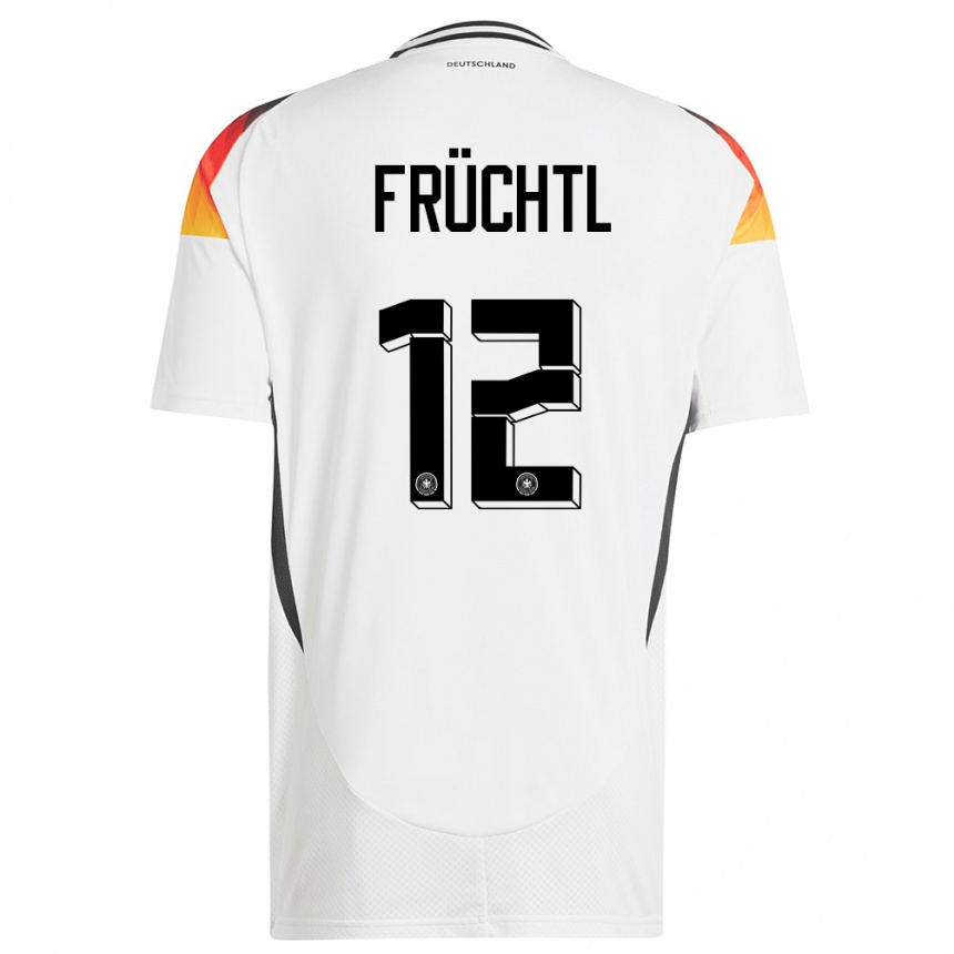 Niño Fútbol Camiseta Alemania Christian Fruchtl #12 Blanco 1ª Equipación 24-26