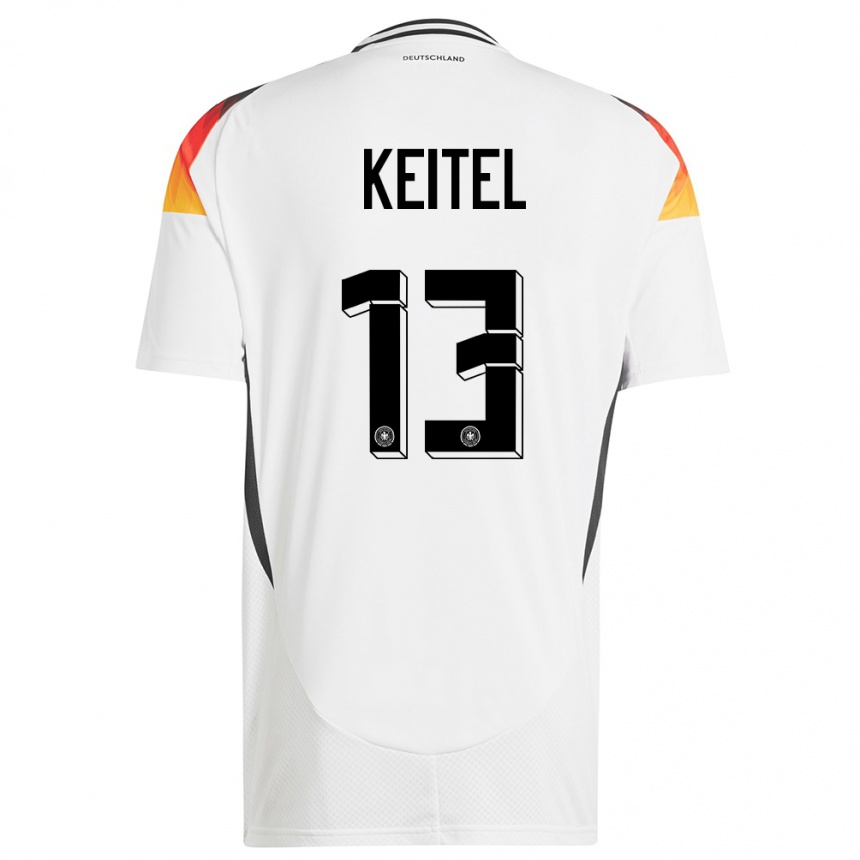 Niño Fútbol Camiseta Alemania Yannik Keitel #13 Blanco 1ª Equipación 24-26