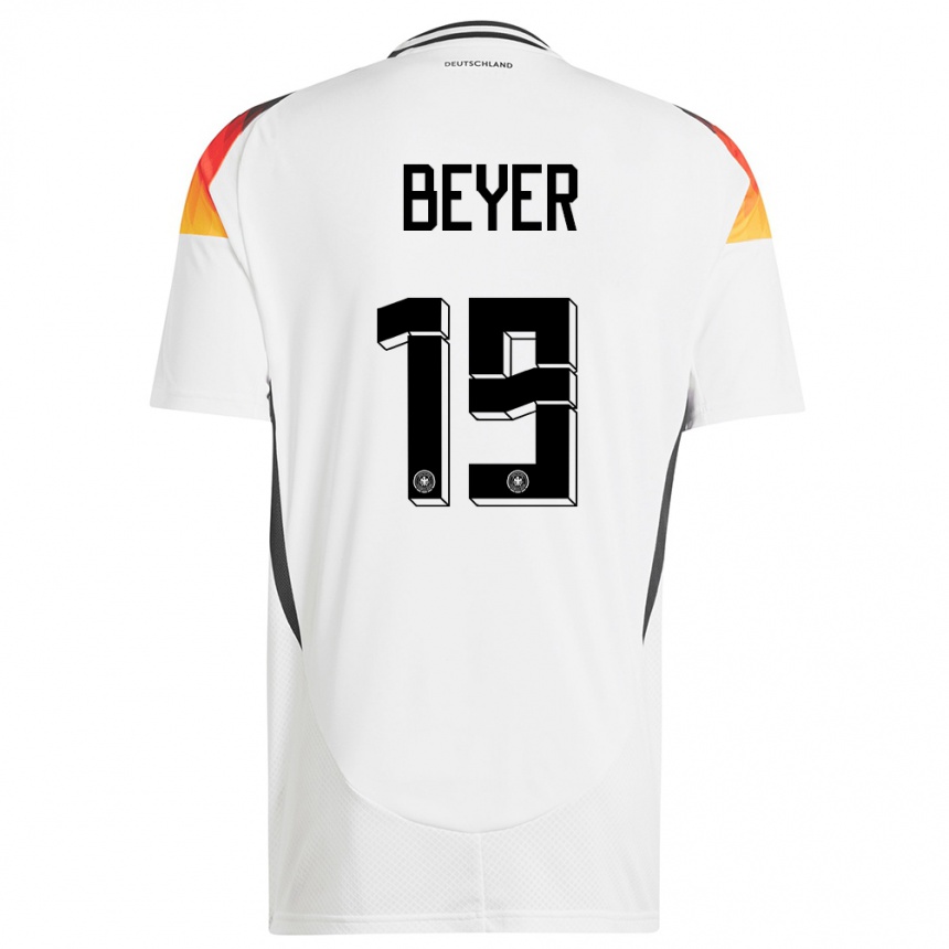 Niño Fútbol Camiseta Alemania Jordan Beyer #19 Blanco 1ª Equipación 24-26