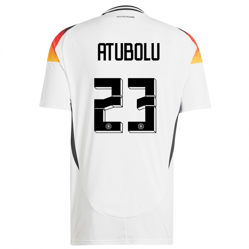 Niño Fútbol Camiseta Alemania Noah Atubolu #23 Blanco 1ª Equipación 24-26