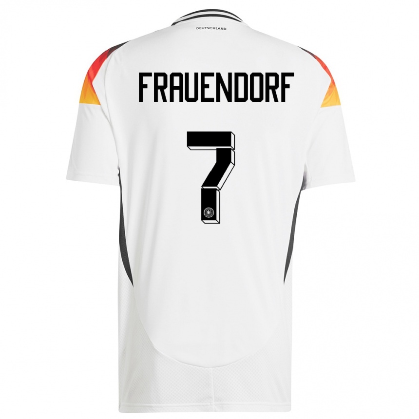 Niño Fútbol Camiseta Alemania Melkamu Frauendorf #7 Blanco 1ª Equipación 24-26