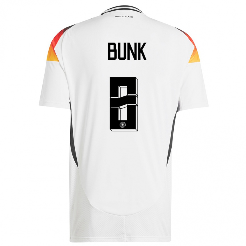 Niño Fútbol Camiseta Alemania Daniel Bunk #8 Blanco 1ª Equipación 24-26