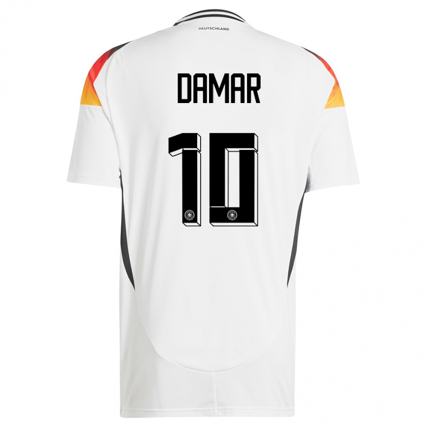 Niño Fútbol Camiseta Alemania Muhammed Damar #10 Blanco 1ª Equipación 24-26