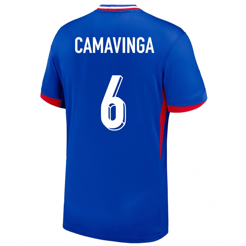 Niño Fútbol Camiseta Francia Eduardo Camavinga #6 Azul 1ª Equipación 24-26