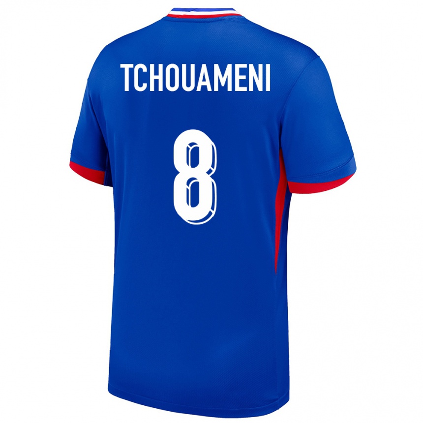 Niño Fútbol Camiseta Francia Aurelien Tchouameni #8 Azul 1ª Equipación 24-26