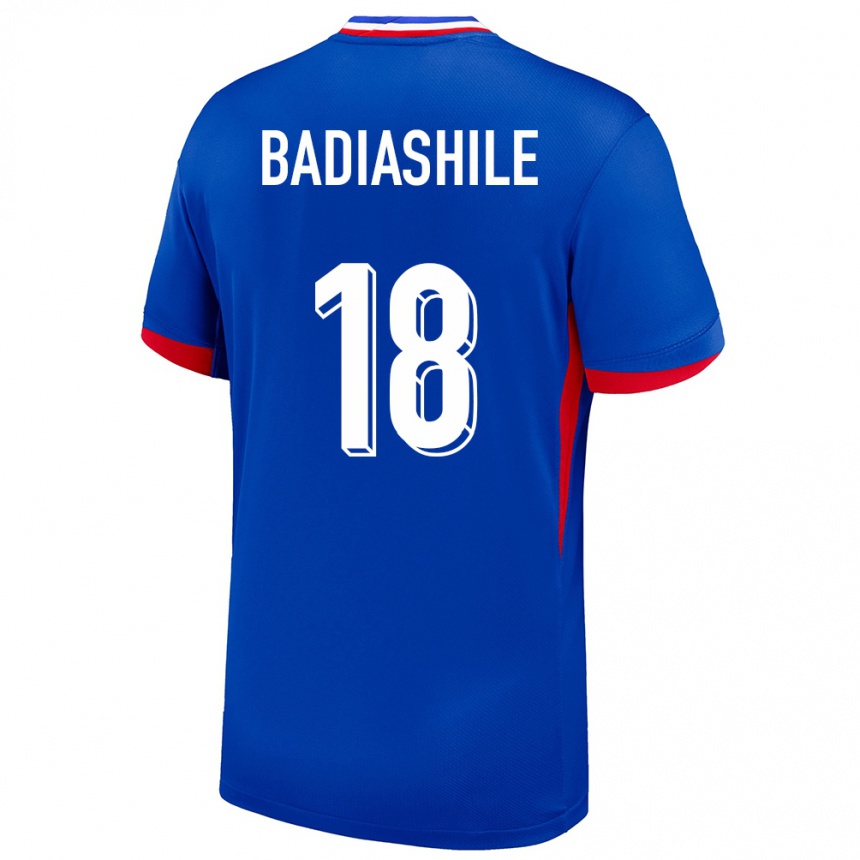 Niño Fútbol Camiseta Francia Benoit Badiashile #18 Azul 1ª Equipación 24-26