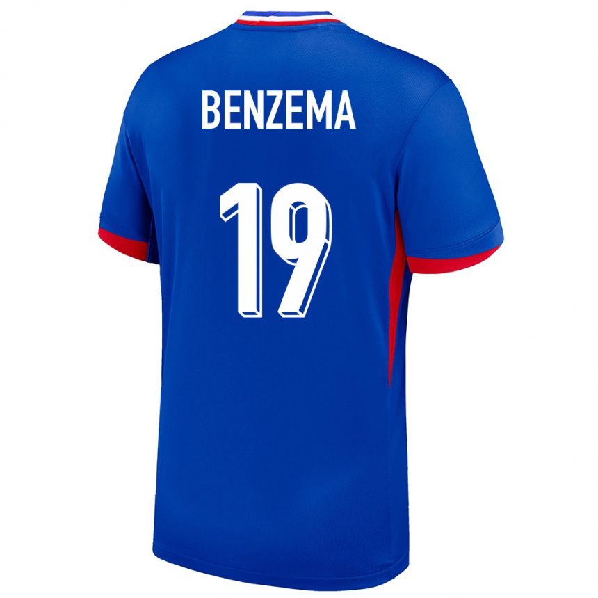 Niño Fútbol Camiseta Francia Karim Benzema #19 Azul 1ª Equipación 24-26