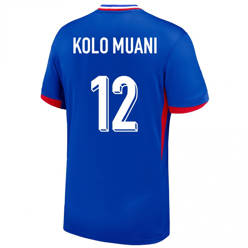 Niño Fútbol Camiseta Francia Randal Kolo Muani #12 Azul 1ª Equipación 24-26