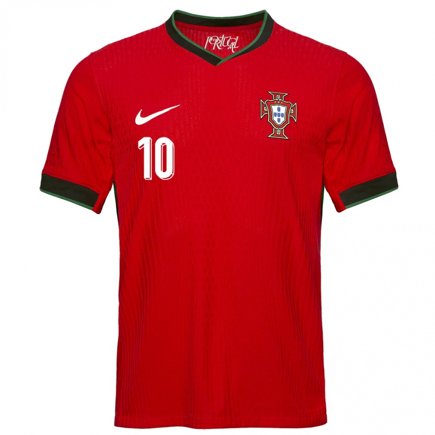 Niño Fútbol Camiseta Portugal Joao Mario #10 Rojo 1ª Equipación 24-26