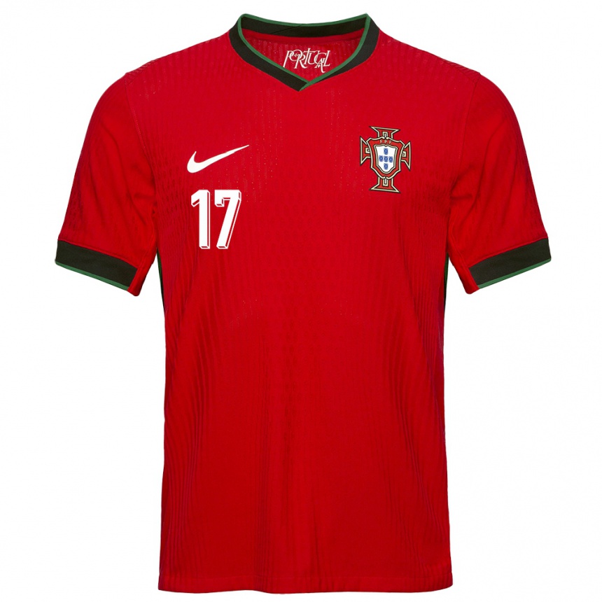 Niño Fútbol Camiseta Portugal Rafael Leao #17 Rojo 1ª Equipación 24-26