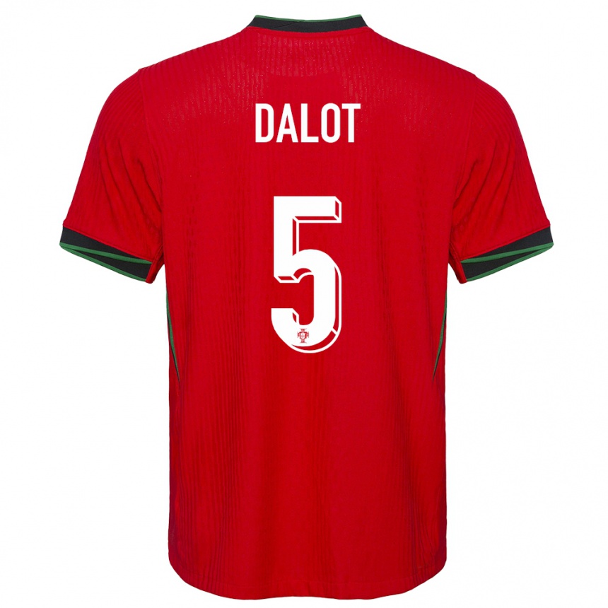 Niño Fútbol Camiseta Portugal Diogo Dalot #5 Rojo 1ª Equipación 24-26