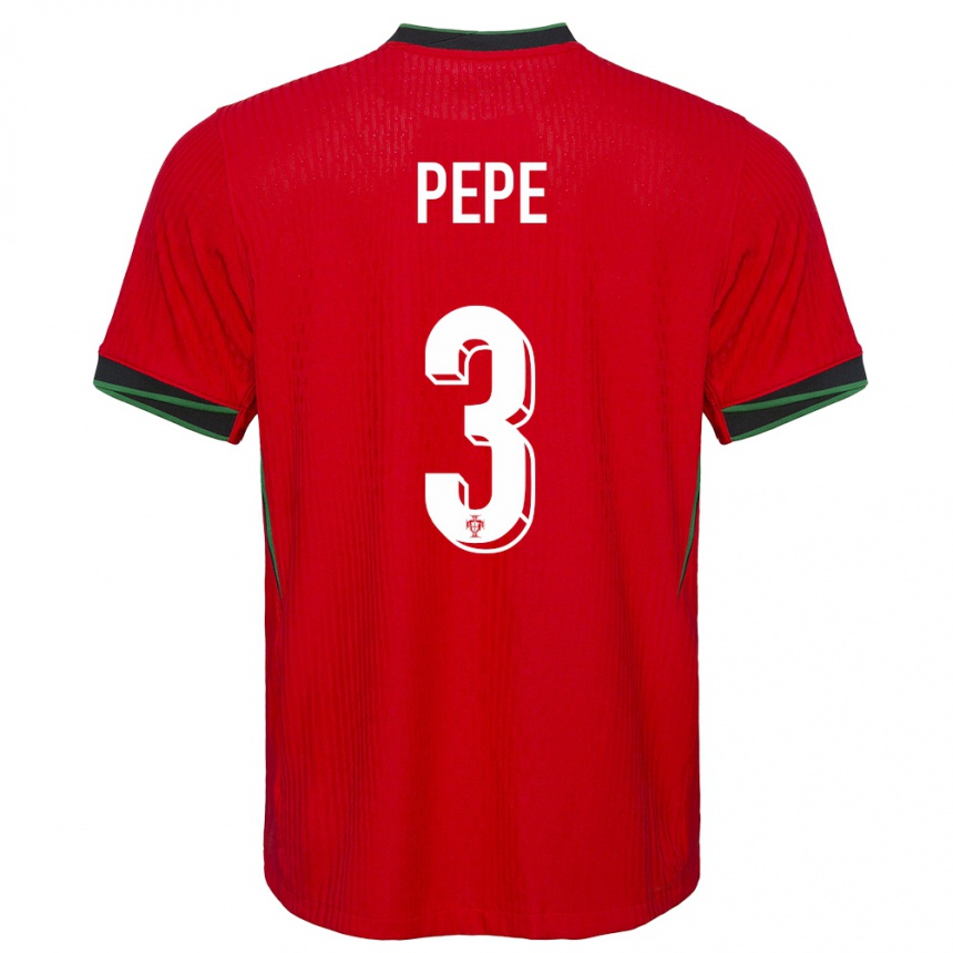 Niño Fútbol Camiseta Portugal Pepe #3 Rojo 1ª Equipación 24-26