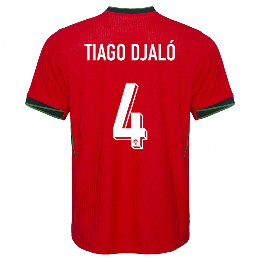 Niño Fútbol Camiseta Portugal Tiago Djalo #4 Rojo 1ª Equipación 24-26