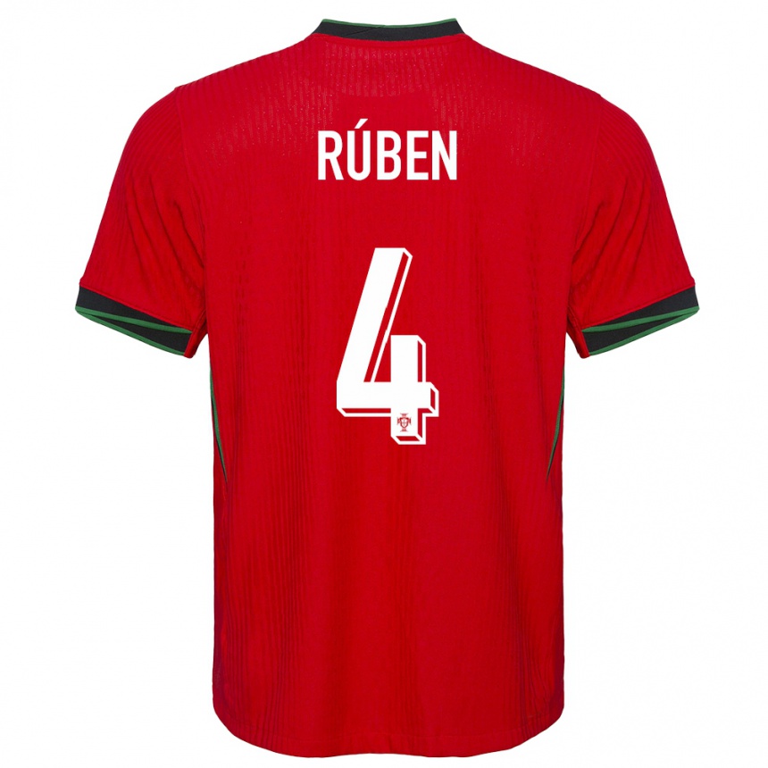 Niño Fútbol Camiseta Portugal Ruben Dias #4 Rojo 1ª Equipación 24-26