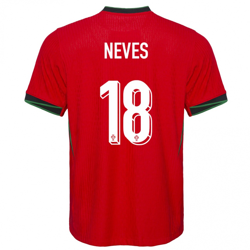 Niño Fútbol Camiseta Portugal Ruben Neves #18 Rojo 1ª Equipación 24-26