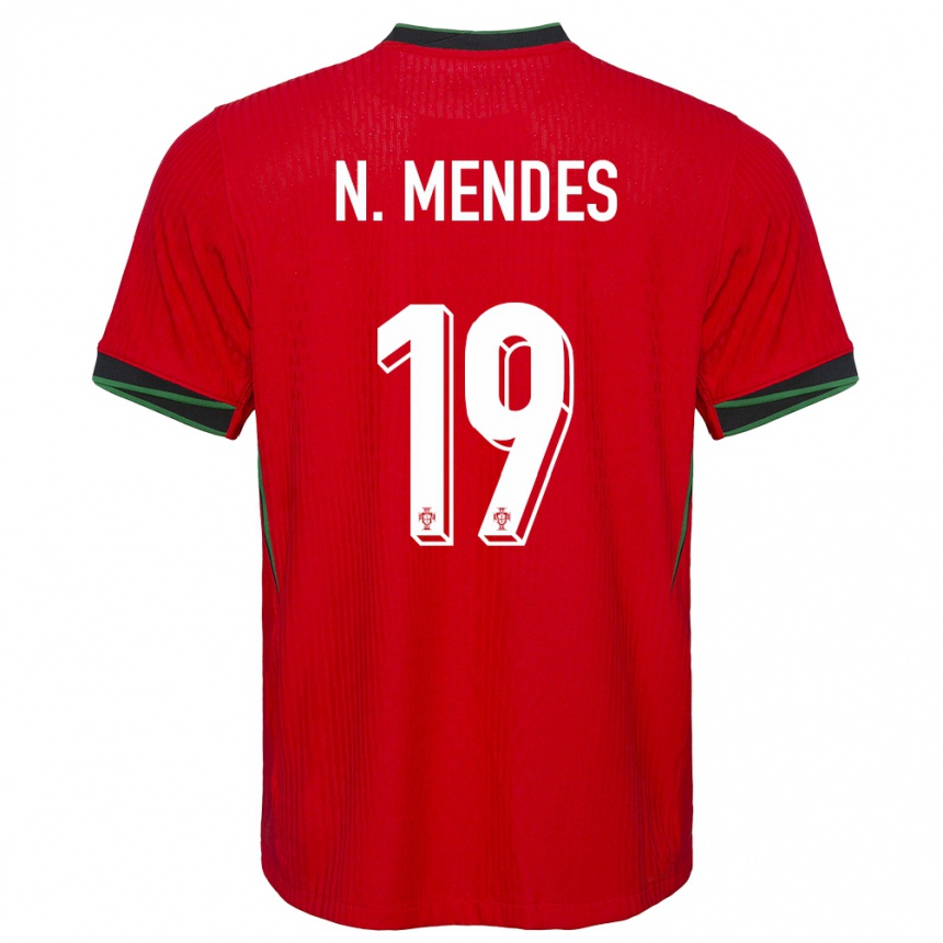 Niño Fútbol Camiseta Portugal Nuno Mendes #19 Rojo 1ª Equipación 24-26