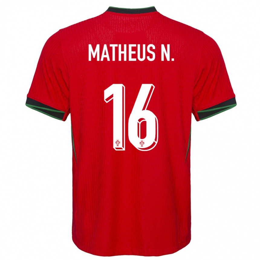 Niño Fútbol Camiseta Portugal Matheus Nunes #16 Rojo 1ª Equipación 24-26